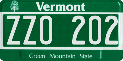 VT license plate ZZO202