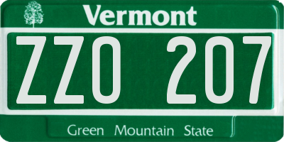 VT license plate ZZO207