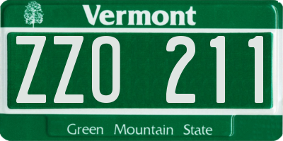 VT license plate ZZO211