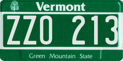 VT license plate ZZO213