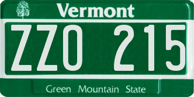 VT license plate ZZO215