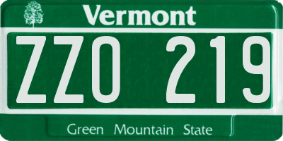 VT license plate ZZO219