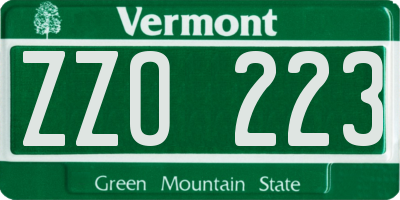 VT license plate ZZO223