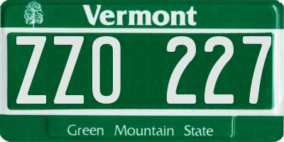 VT license plate ZZO227