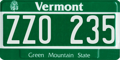 VT license plate ZZO235