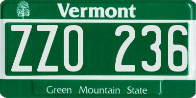 VT license plate ZZO236