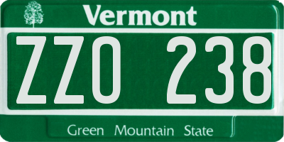 VT license plate ZZO238