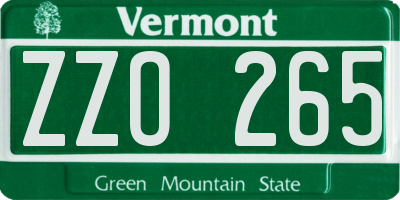 VT license plate ZZO265