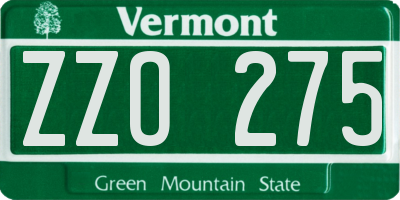 VT license plate ZZO275