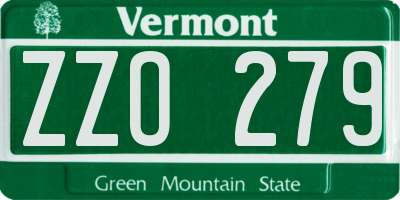 VT license plate ZZO279