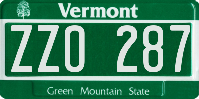 VT license plate ZZO287
