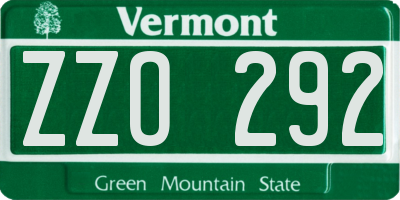 VT license plate ZZO292