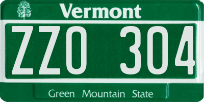 VT license plate ZZO304