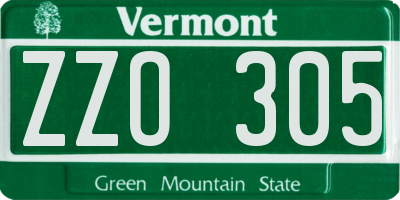 VT license plate ZZO305