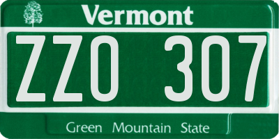 VT license plate ZZO307