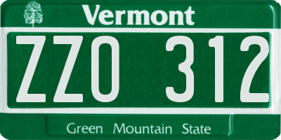 VT license plate ZZO312