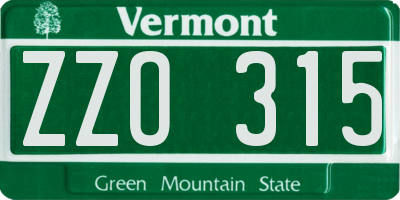 VT license plate ZZO315