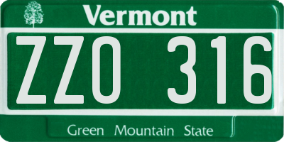 VT license plate ZZO316