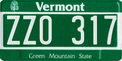 VT license plate ZZO317