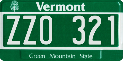 VT license plate ZZO321