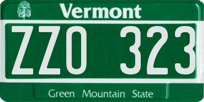 VT license plate ZZO323