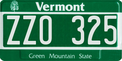 VT license plate ZZO325