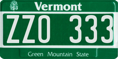 VT license plate ZZO333