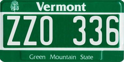 VT license plate ZZO336