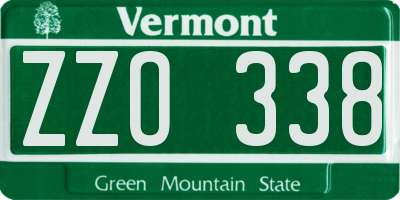 VT license plate ZZO338