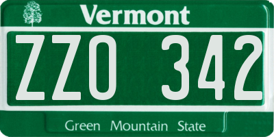 VT license plate ZZO342