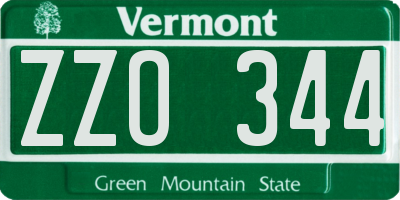 VT license plate ZZO344