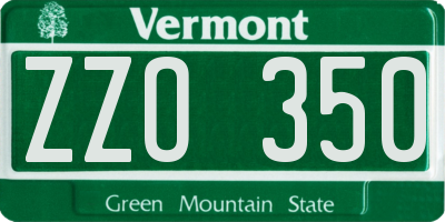 VT license plate ZZO350
