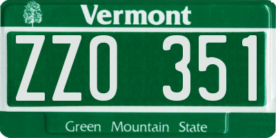 VT license plate ZZO351