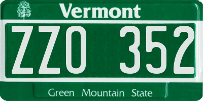VT license plate ZZO352