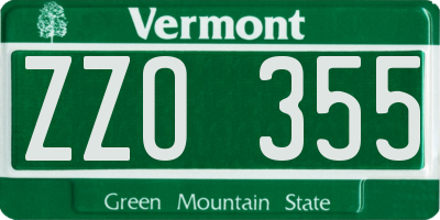 VT license plate ZZO355