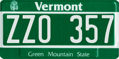 VT license plate ZZO357