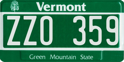 VT license plate ZZO359
