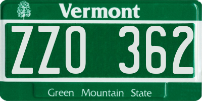 VT license plate ZZO362