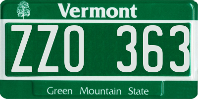 VT license plate ZZO363