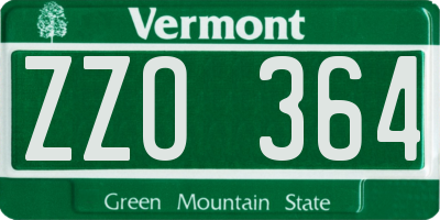 VT license plate ZZO364