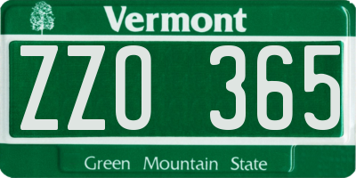 VT license plate ZZO365