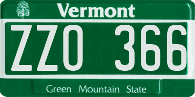 VT license plate ZZO366