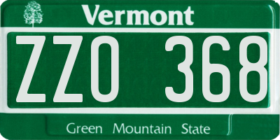 VT license plate ZZO368