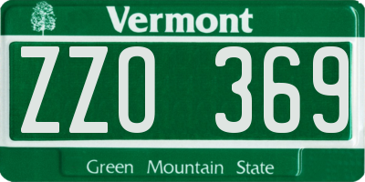 VT license plate ZZO369