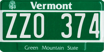 VT license plate ZZO374