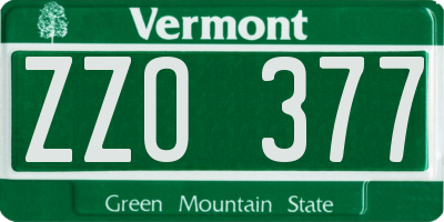 VT license plate ZZO377