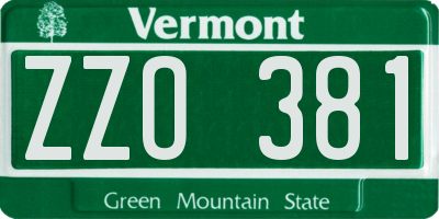 VT license plate ZZO381