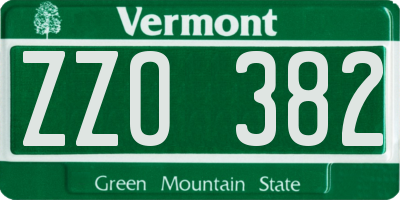 VT license plate ZZO382