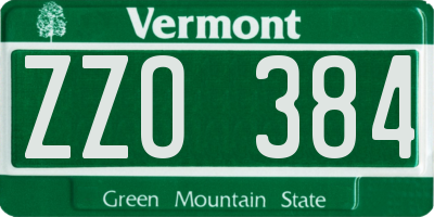 VT license plate ZZO384