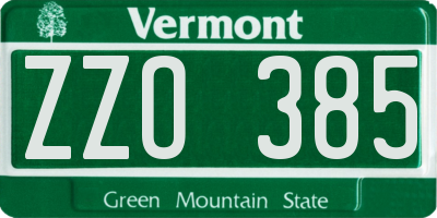 VT license plate ZZO385